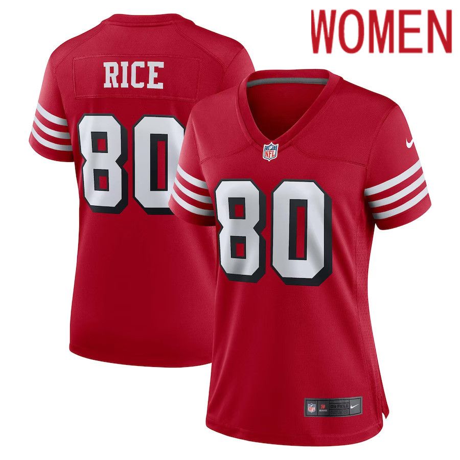 Women San Francisco 49ers 80 Jerry Rice Nike Scarlet Alternate Game NFL Jersey